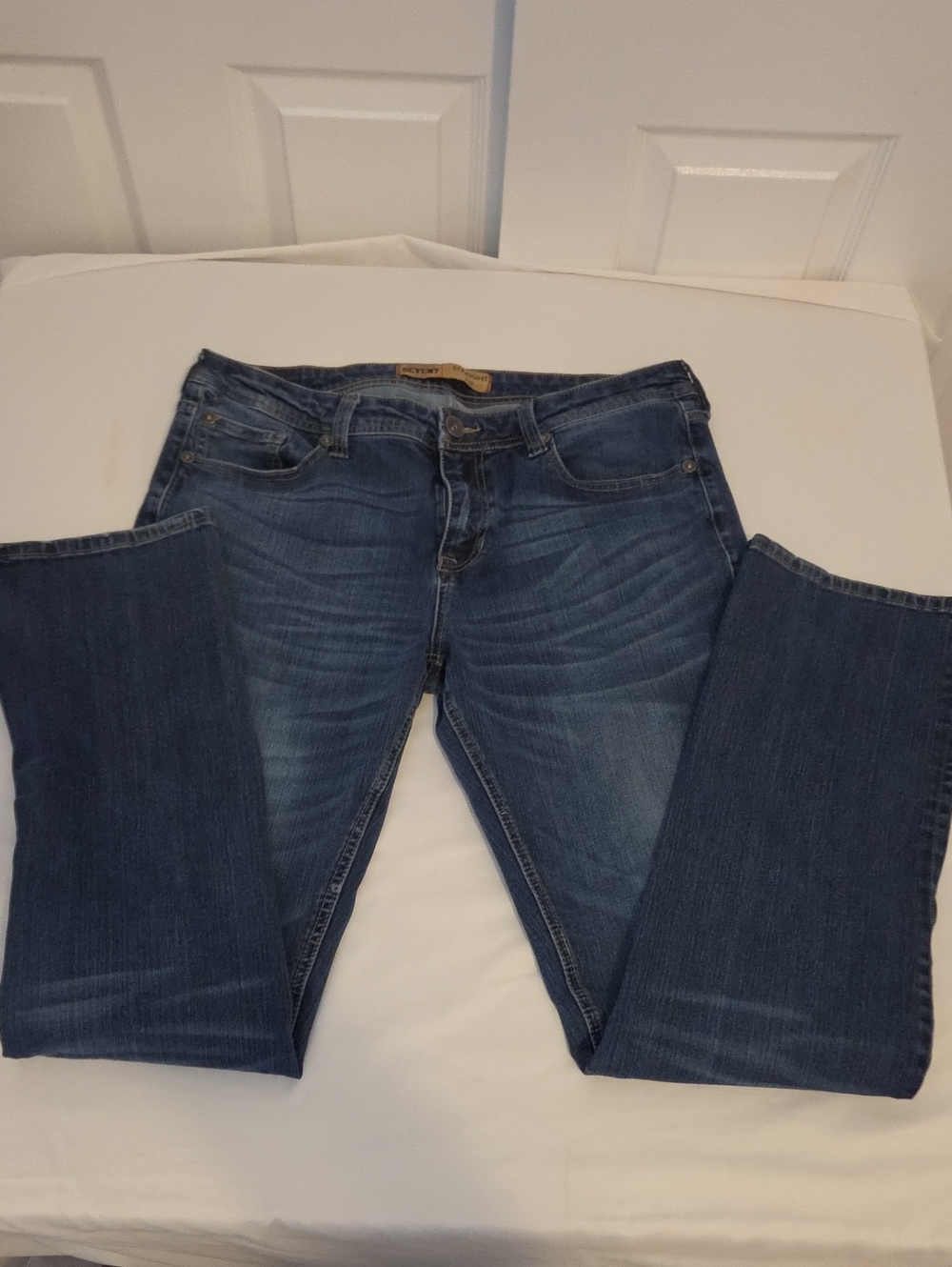 Seven7 Men's Boot Cut Jeans - Medium Blue Wash